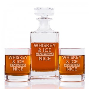 Brayden Studio Sigler Whiskey And Ice And Everything Nice Classic Square 3 Piece Beverage Serving Set BYST7346